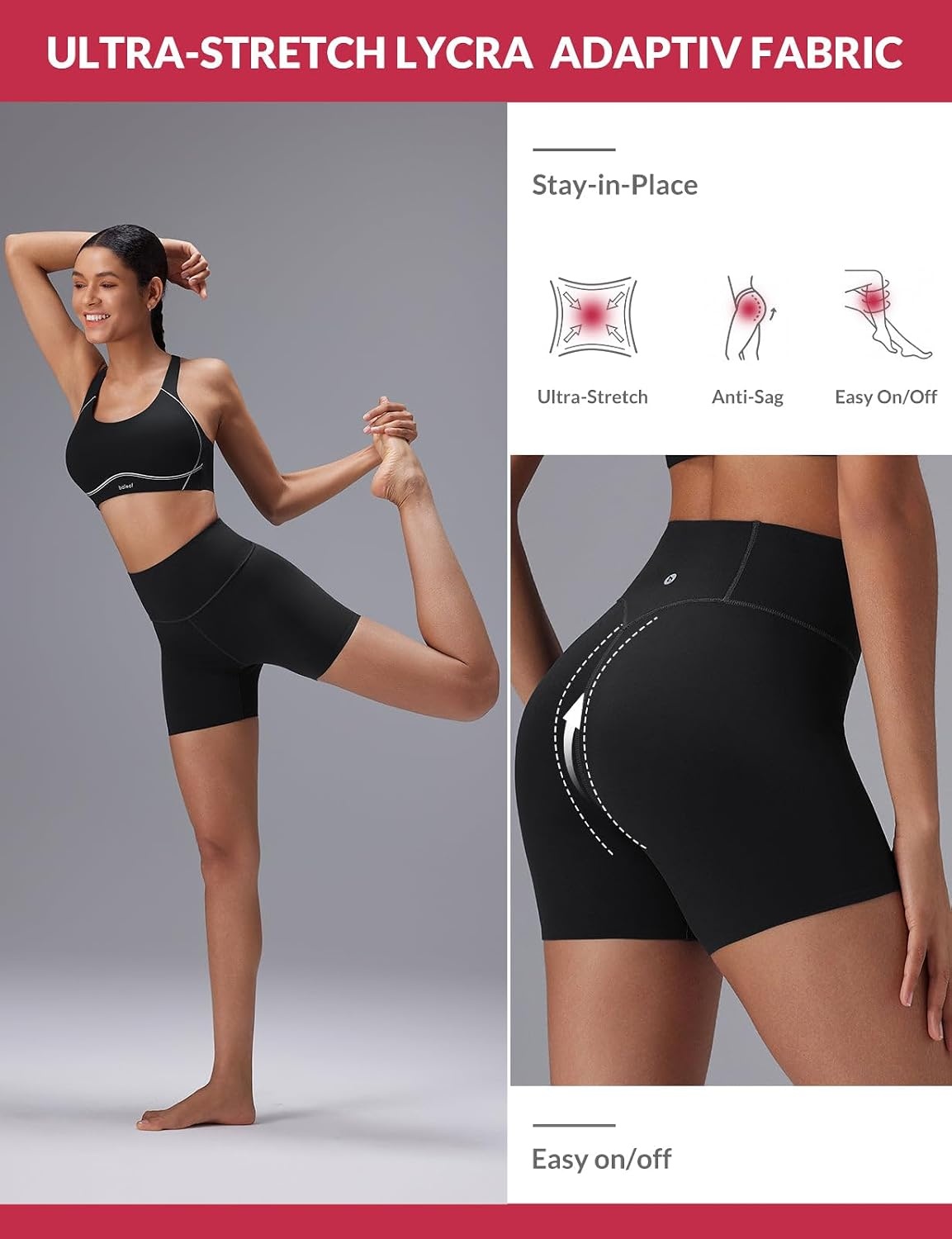 image:imagebaleaf Freeleaf Broadway Womens Biker Shorts with Pockets Dance Yoga Workout Gym Running 5 High Waist Short PantsBlack