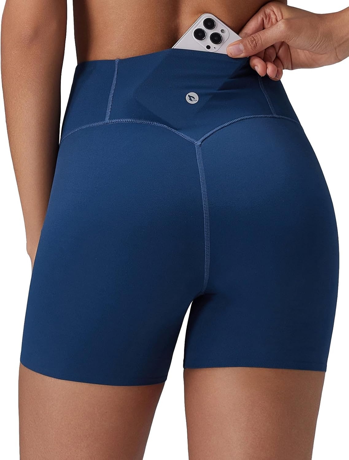 image:imagebaleaf Freeleaf Broadway Womens Biker Shorts with Pockets Dance Yoga Workout Gym Running 5 High Waist Short PantsNavy Blue