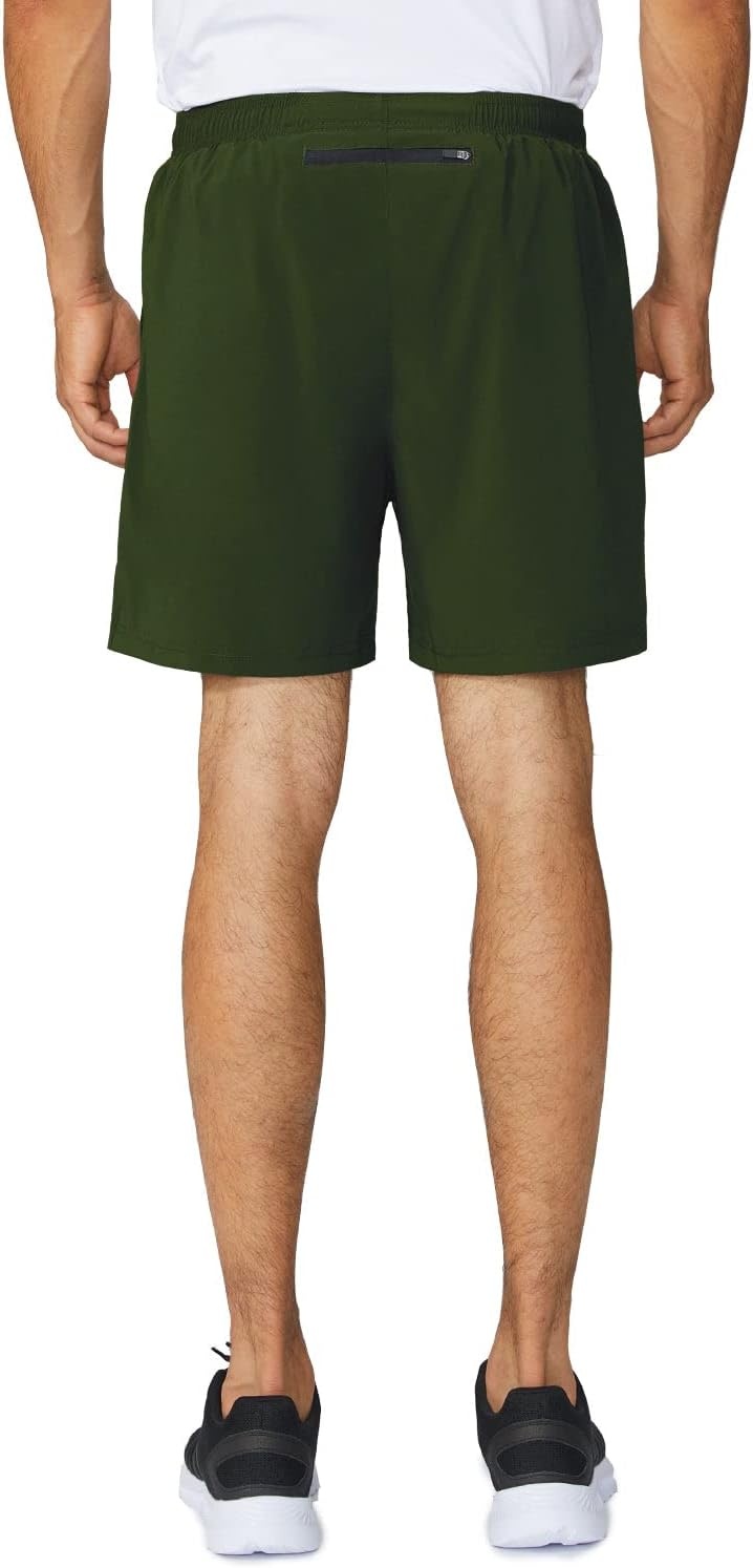 image:imagebaleaf Mens 5 Running Athletic Shorts with LinerNo LinerArmy Green