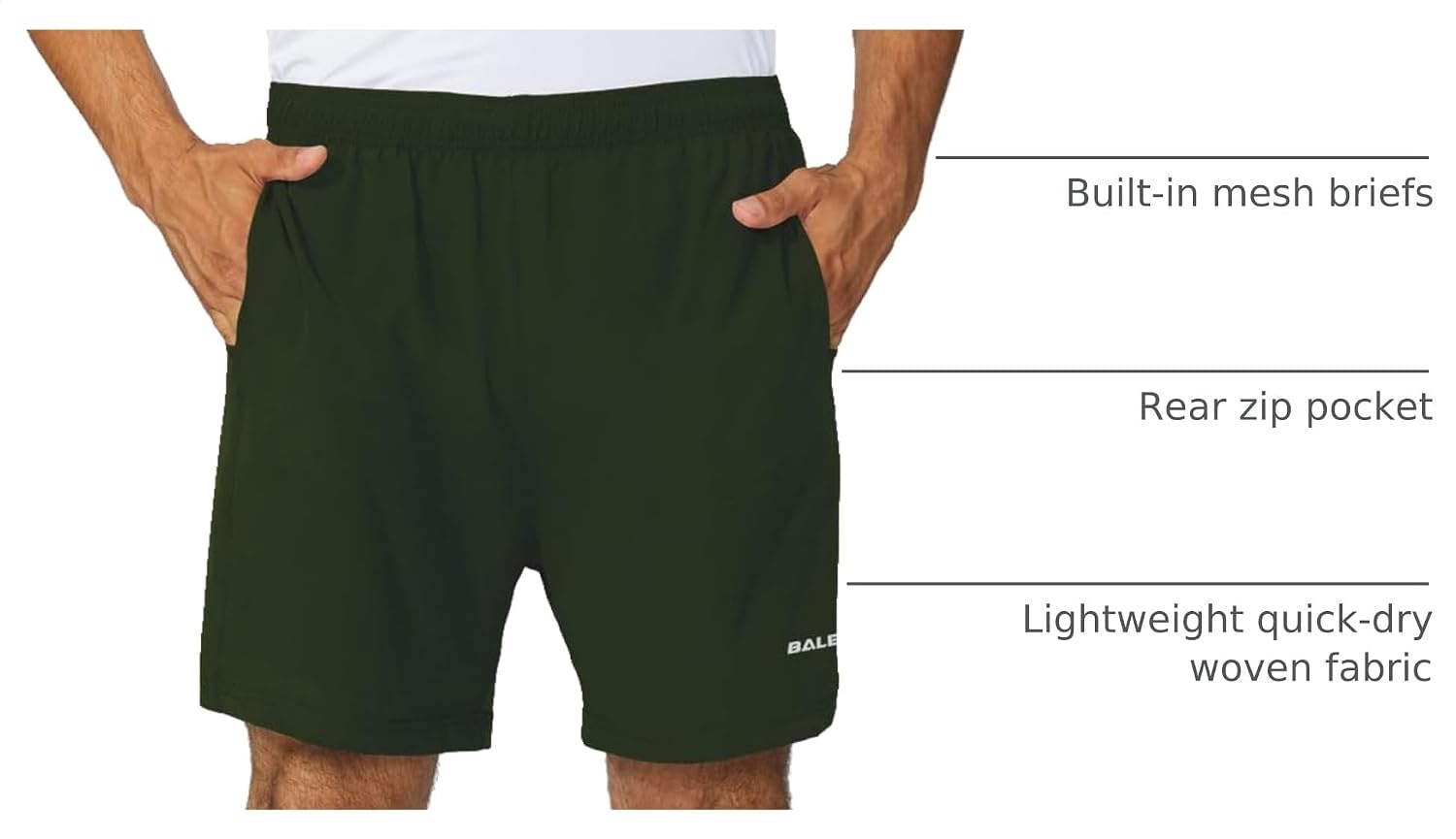 image:imagebaleaf Mens 5 Running Athletic Shorts with LinerNo LinerArmy Green
