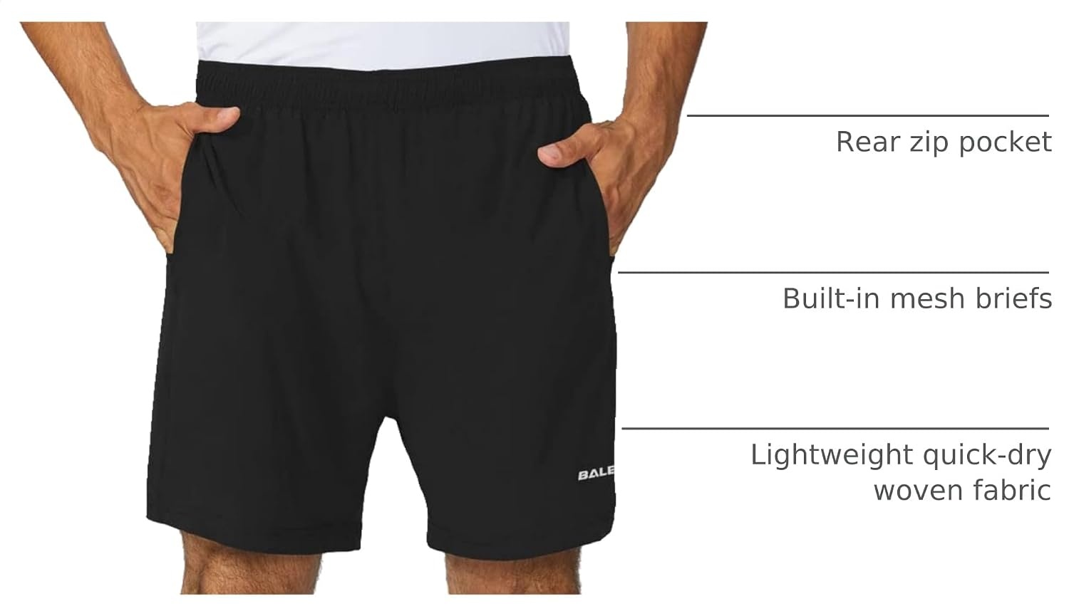 image:imagebaleaf Mens 5 Running Athletic Shorts with LinerNo LinerBlack