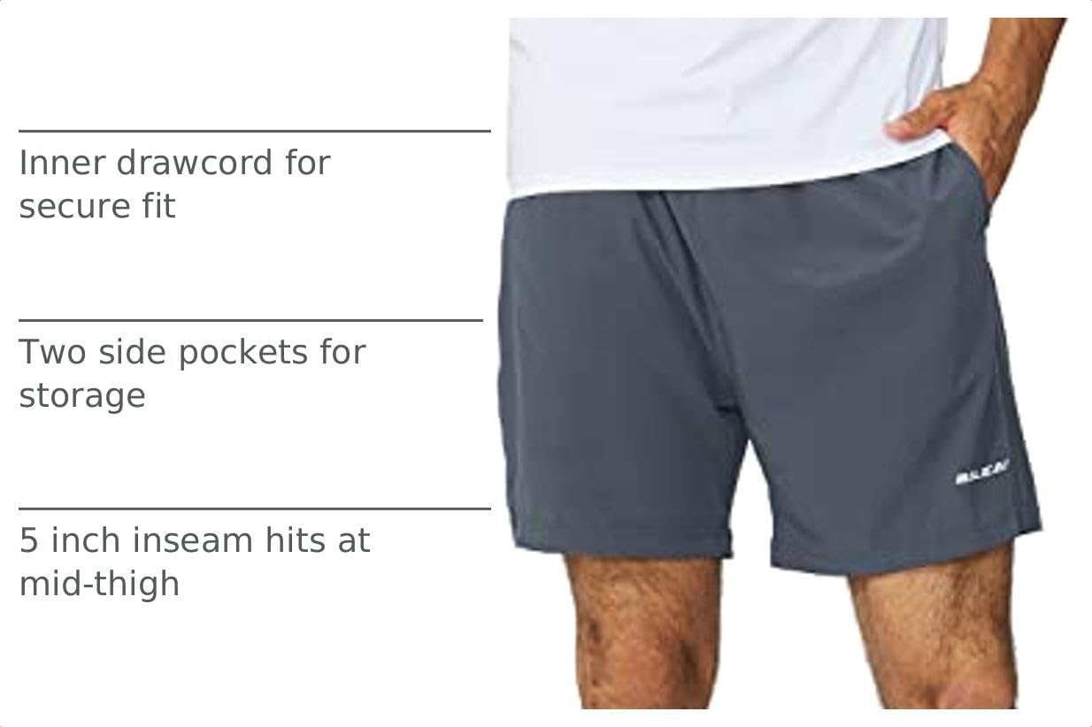 image:imagebaleaf Mens 5 Running Athletic Shorts with LinerNo LinerGray
