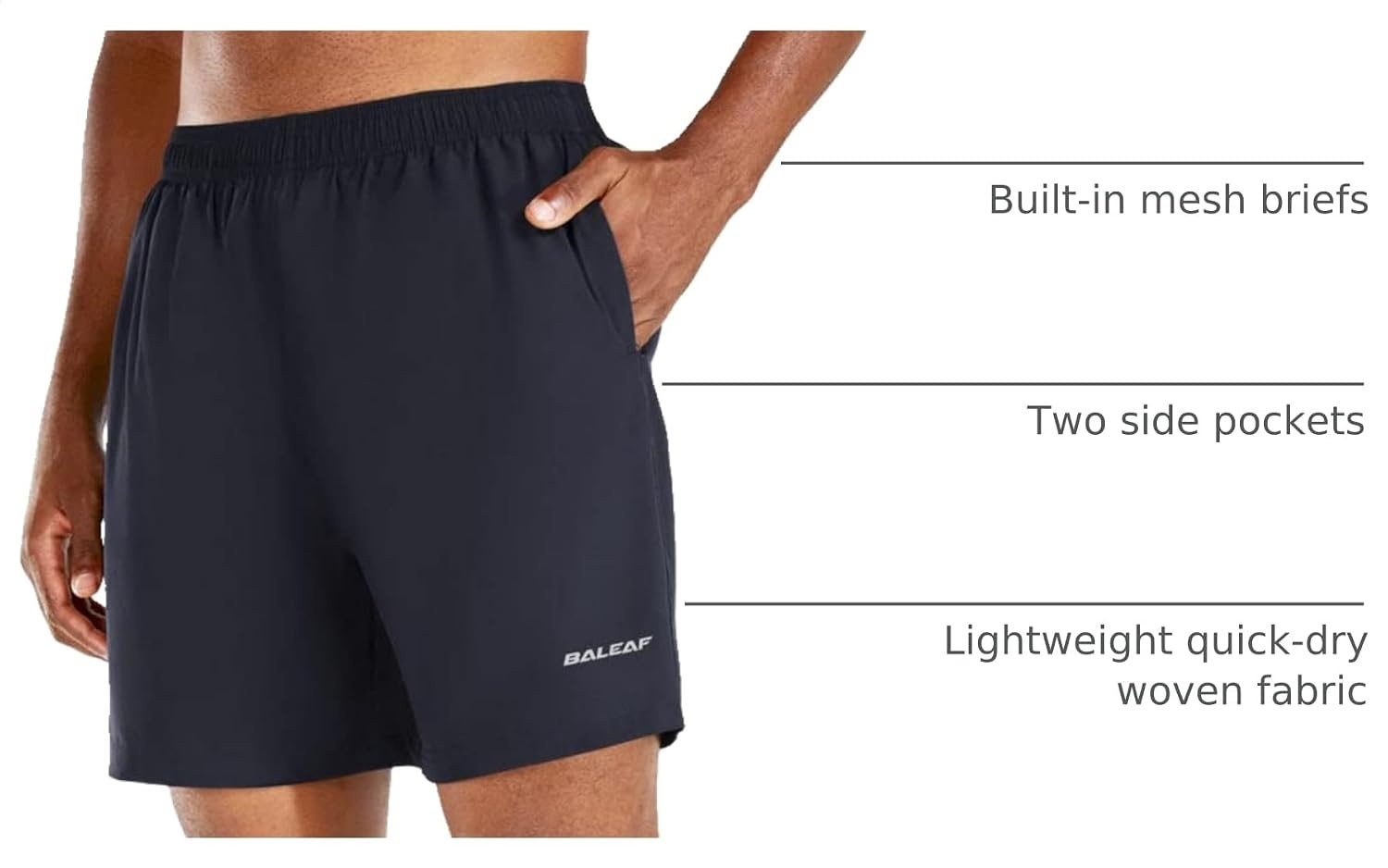 image:imagebaleaf Mens 5 Running Athletic Shorts with LinerNo LinerNavy