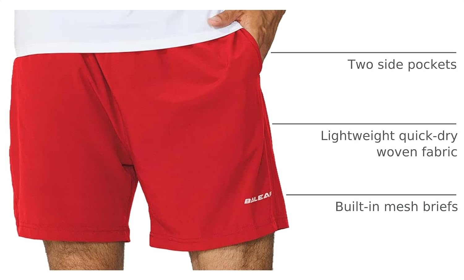 image:imagebaleaf Mens 5 Running Athletic Shorts with LinerNo LinerRed