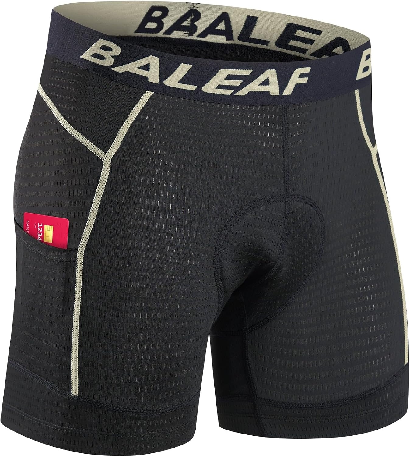 image:imagebaleaf Mens Cycling Underwear 4D Padded Bike Shorts Pocket Mountain Bike Liner Bicycle GearBrown