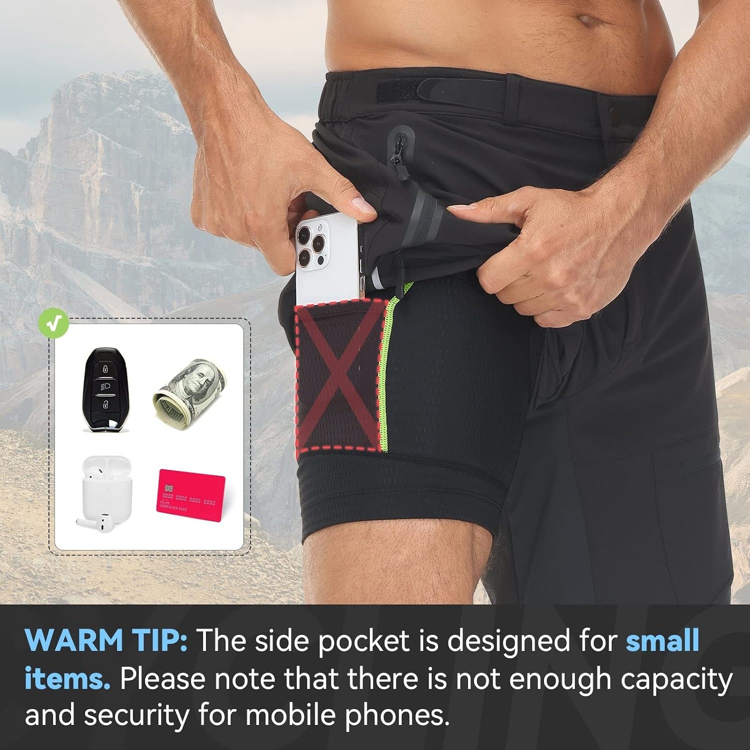 image:imagebaleaf Mens Cycling Underwear 4D Padded Bike Shorts Pocket Mountain Bike Liner Bicycle GearGreen