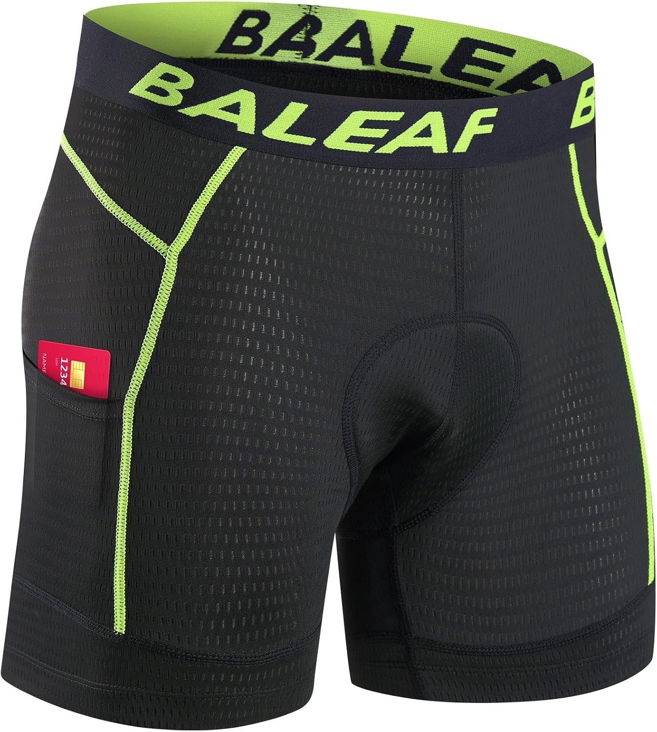 image:imagebaleaf Mens Cycling Underwear 4D Padded Bike Shorts Pocket Mountain Bike Liner Bicycle GearGreen