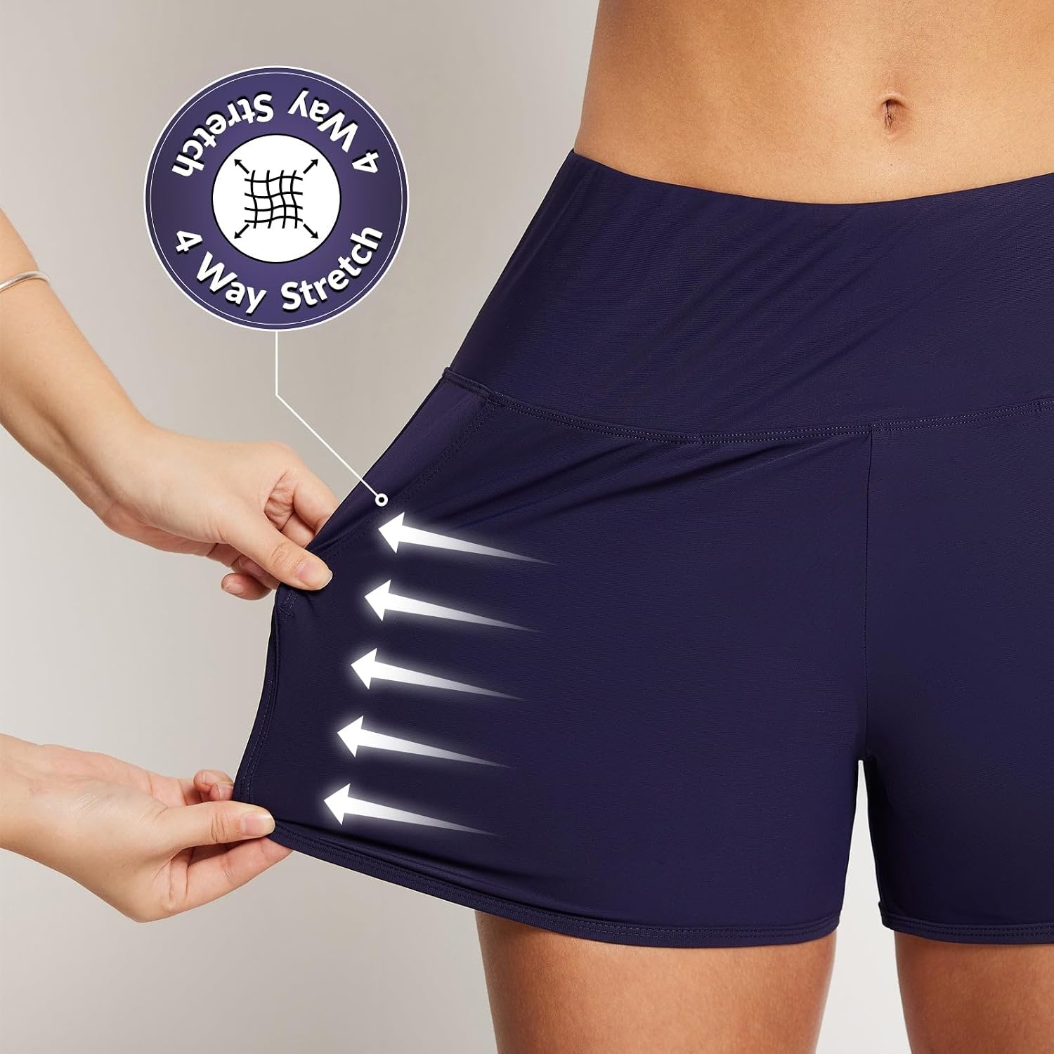 image:imagebaleaf Womens 357 Swim Shorts High Waisted Board Quick Dry PocketDark Blue