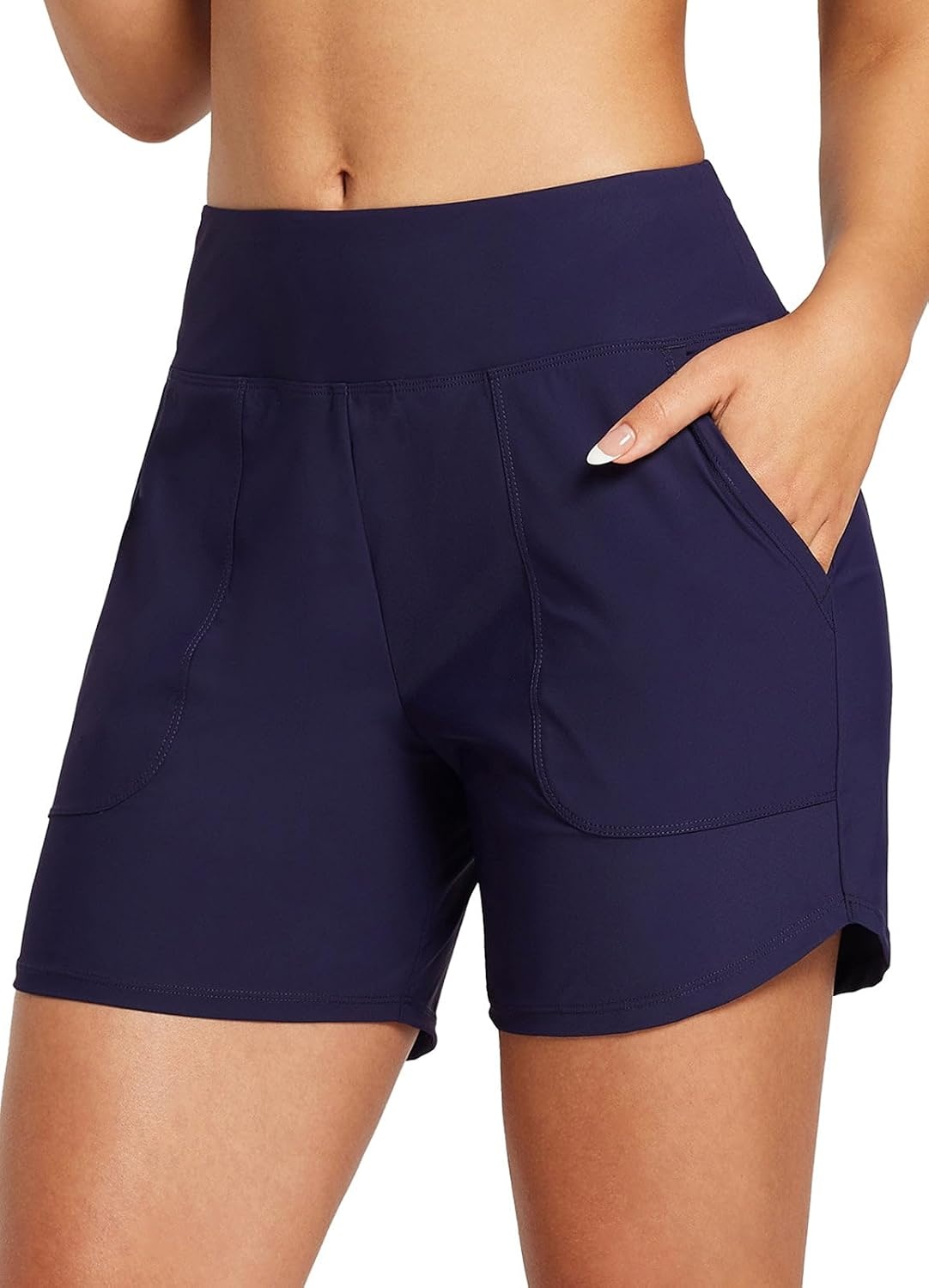 image:imagebaleaf Womens 357 Swim Shorts High Waisted Board Quick Dry PocketDark Blue
