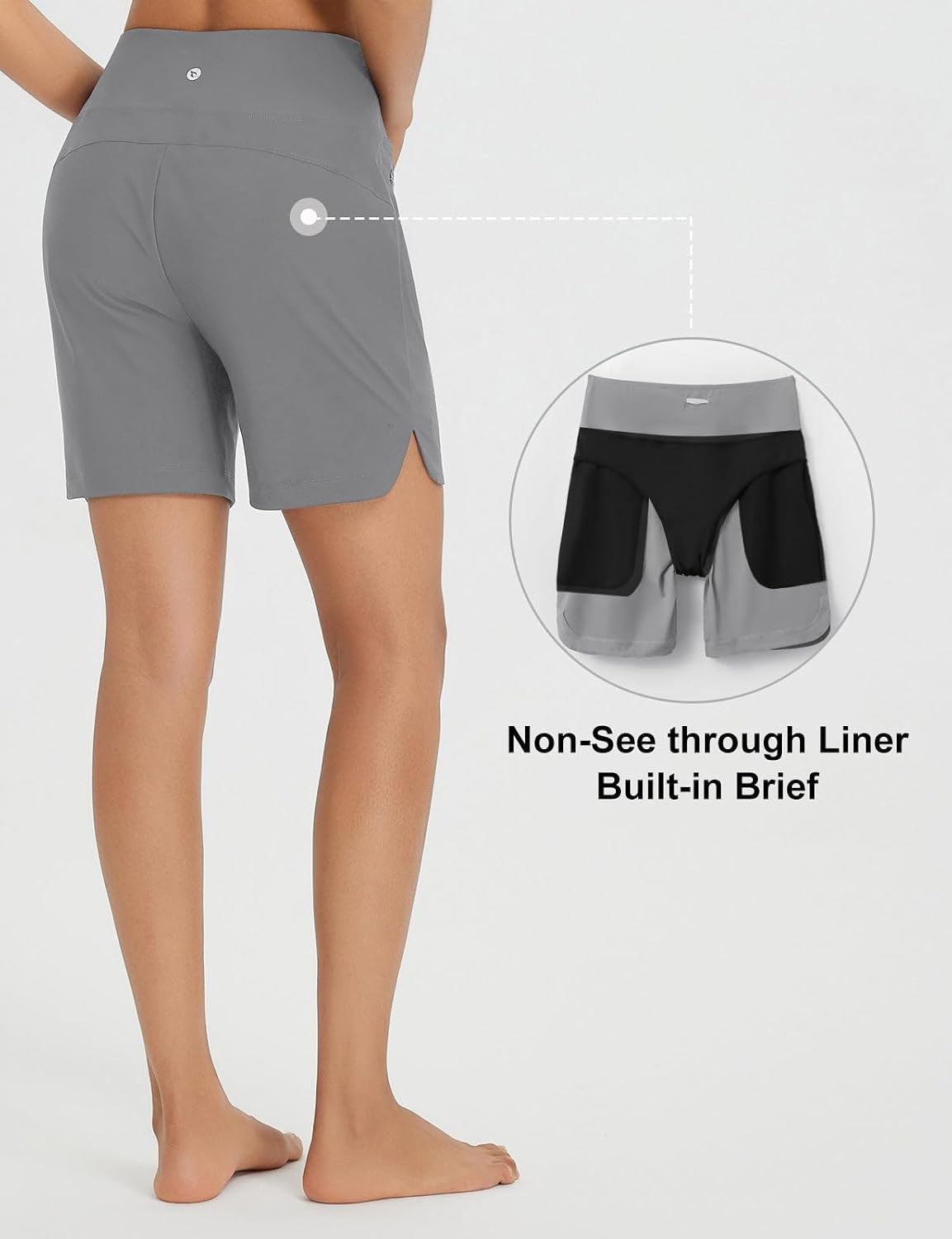 image:imagebaleaf Womens 357 Swim Shorts High Waisted Board Quick Dry PocketDark Gray