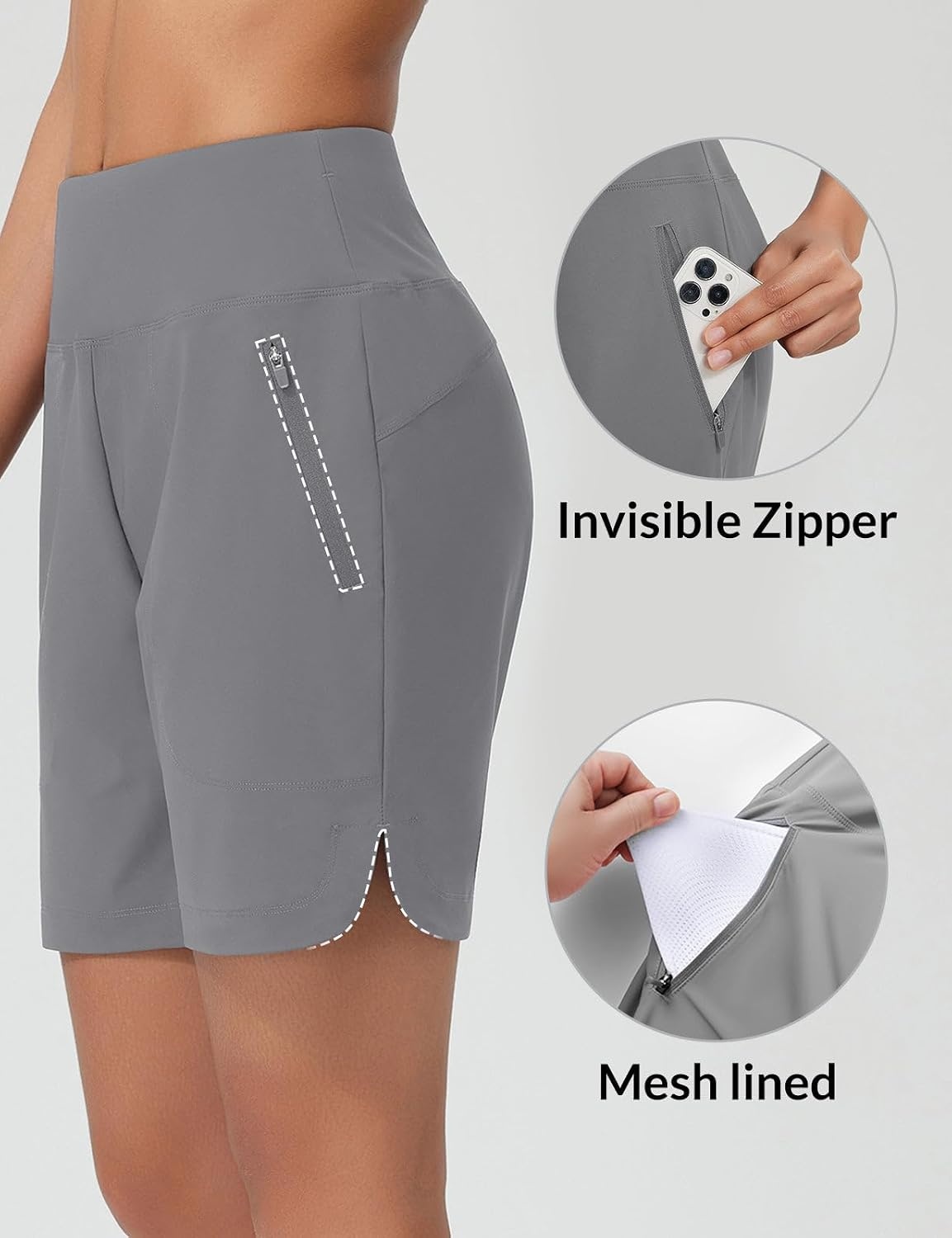 image:imagebaleaf Womens 357 Swim Shorts High Waisted Board Quick Dry PocketDark Gray