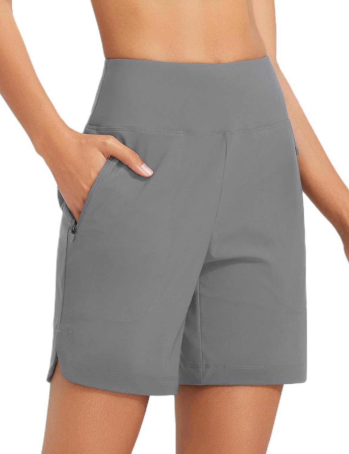 image:imagebaleaf Womens 357 Swim Shorts High Waisted Board Quick Dry PocketDark Gray