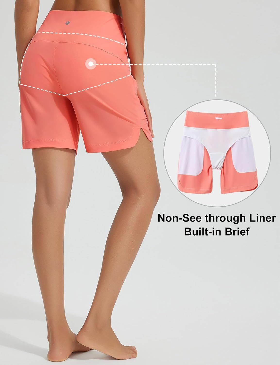 image:imagebaleaf Womens 357 Swim Shorts High Waisted Board Quick Dry PocketPink
