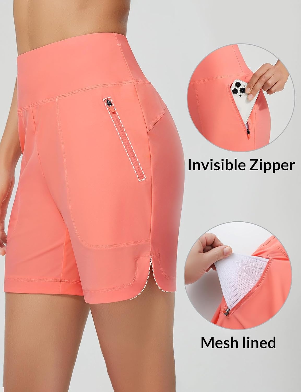 image:imagebaleaf Womens 357 Swim Shorts High Waisted Board Quick Dry PocketPink