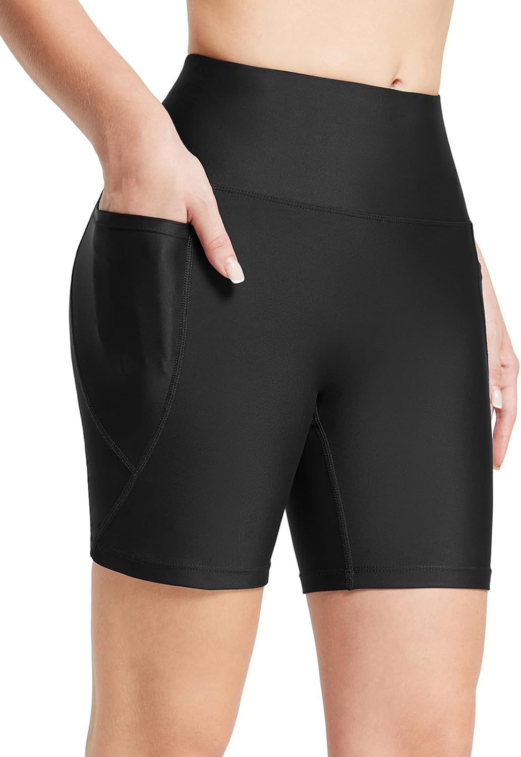 image:imagebaleaf Womens 368 High Waisted Swim Board Shorts Swimsuits UPF 50Black