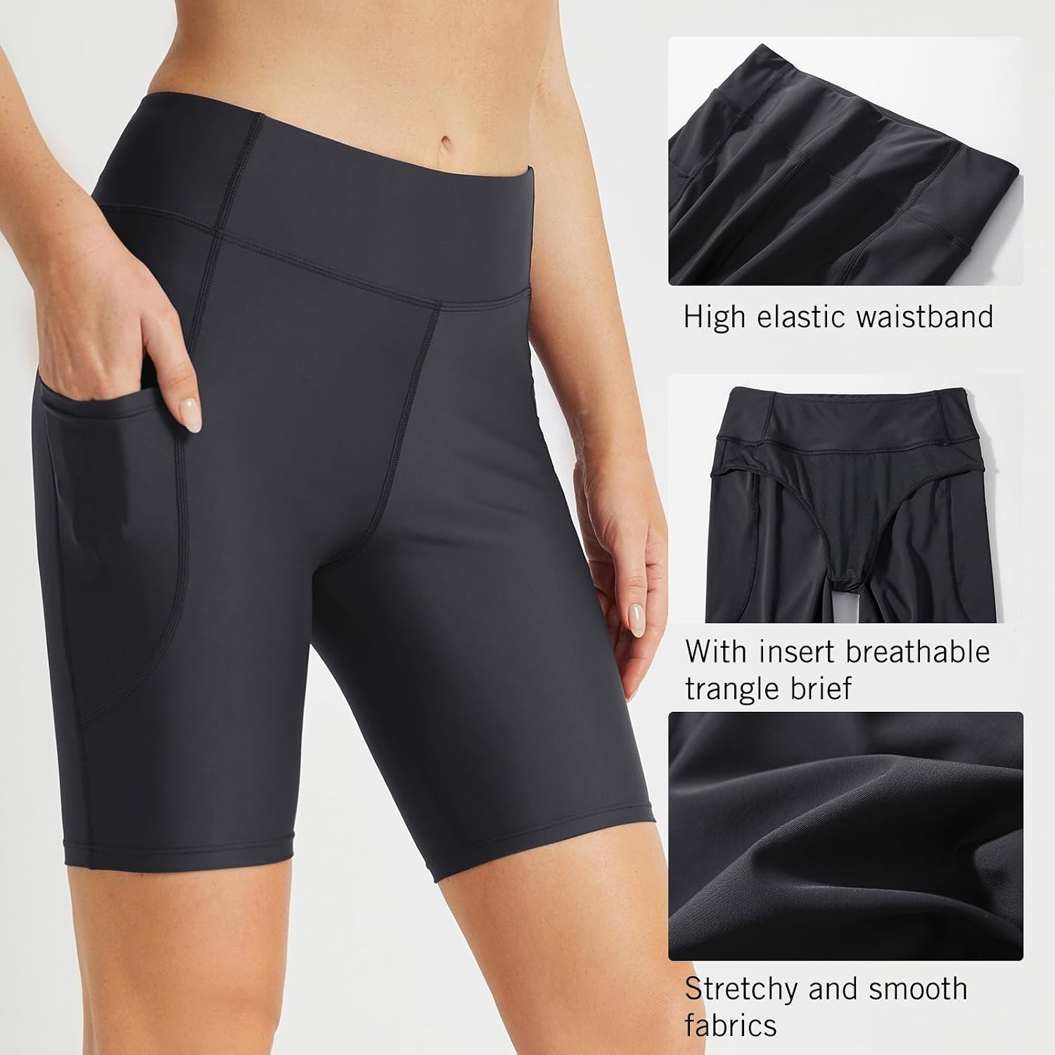 image:imagebaleaf Womens 368 High Waisted Swim Board Shorts Swimsuits UPF 50Black