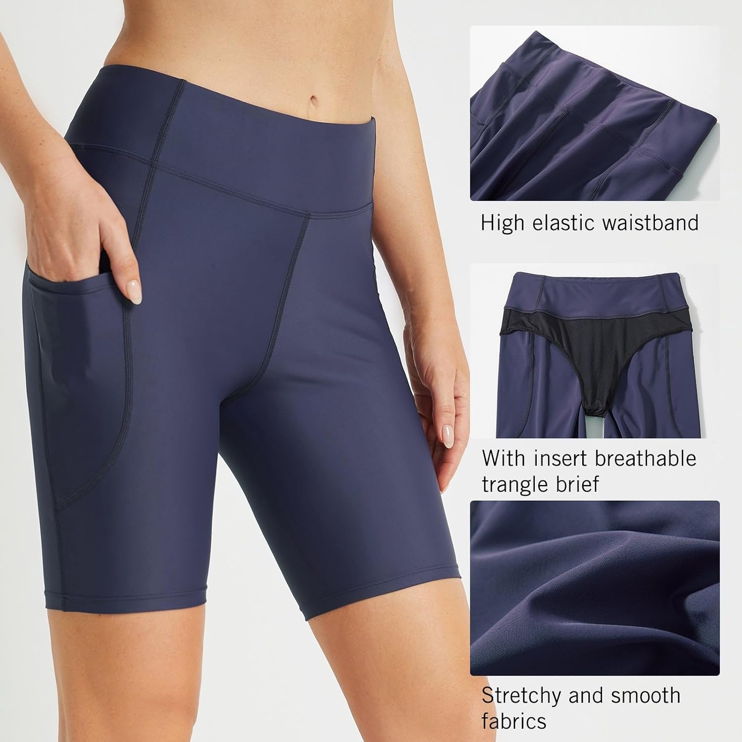 image:imagebaleaf Womens 368 High Waisted Swim Board Shorts Swimsuits UPF 50Navy