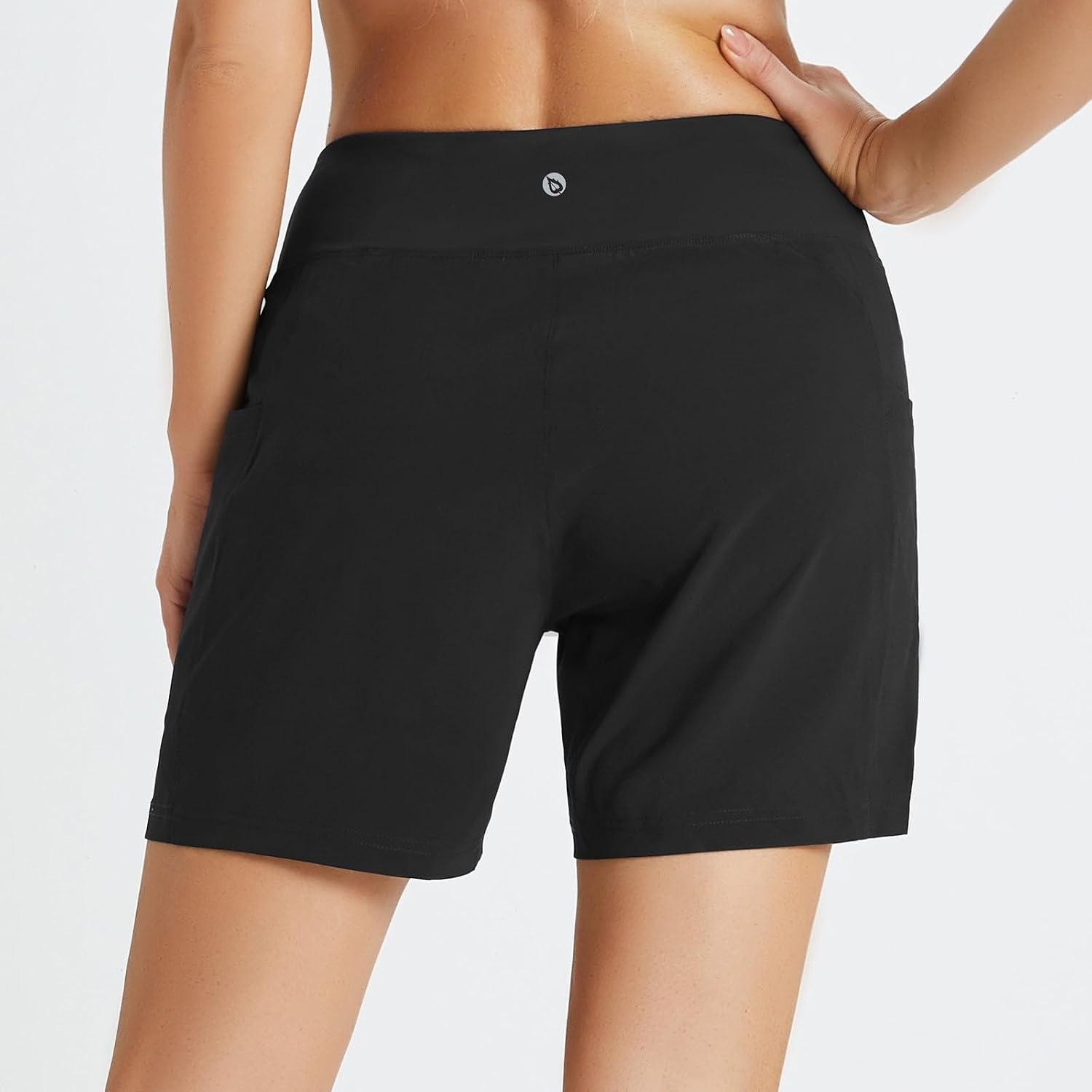 image:imagebaleaf Womens 5 7 Quick Dry High Waisted Swim Shorts with LinerBlack