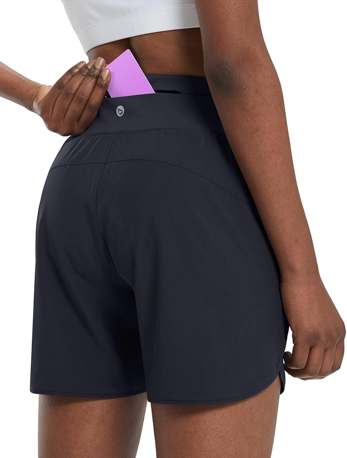 image:imagebaleaf Womens 5 Athletic Running Shorts with Zipper Pocket Hiking WorkoutBlack