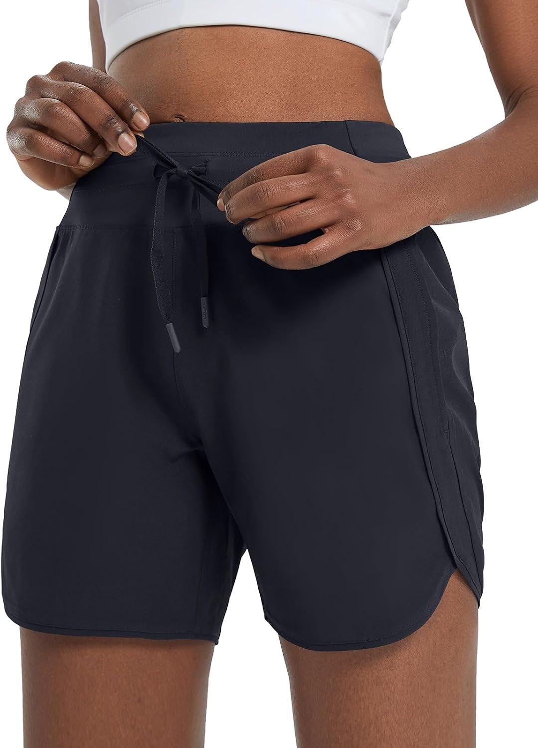 image:imagebaleaf Womens 5 Athletic Running Shorts with Zipper Pocket Hiking WorkoutBlack