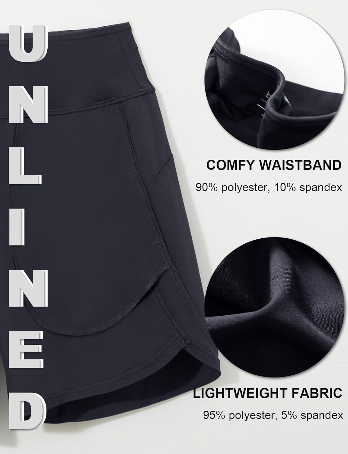 image:imagebaleaf Womens 5 Athletic Running Shorts with Zipper Pocket Hiking WorkoutBlack