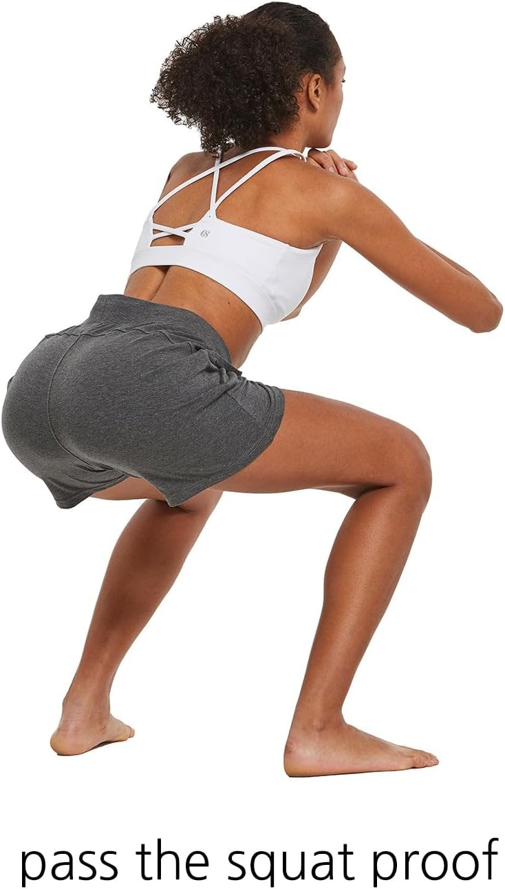 image:imagebaleaf Womens 5 Cotton Lounge Shorts Athletic with Pockets High WaistCharcoal