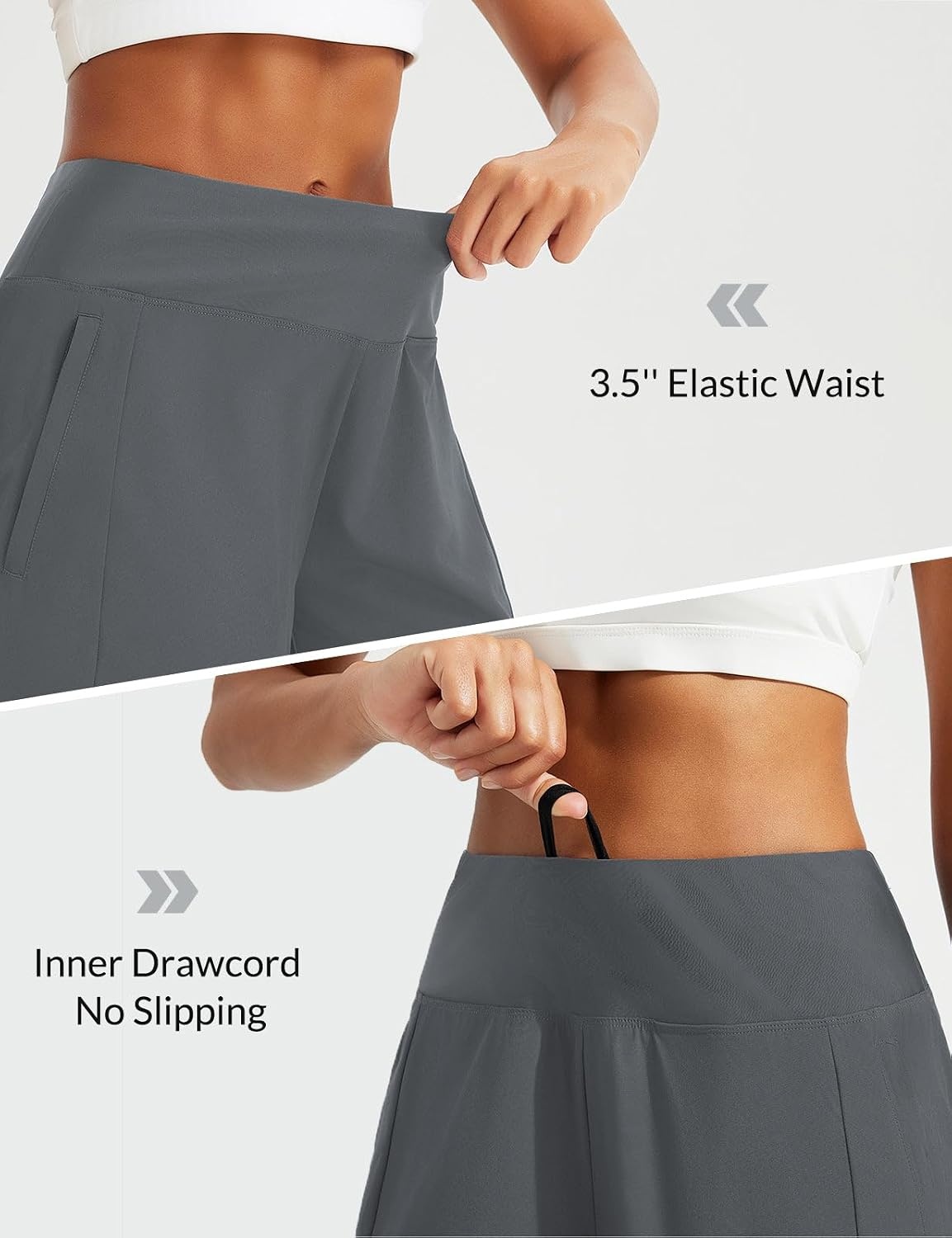 image:imagebaleaf Womens 5 High Waisted Swim Shorts for Beach Swimming VacationDark Gray