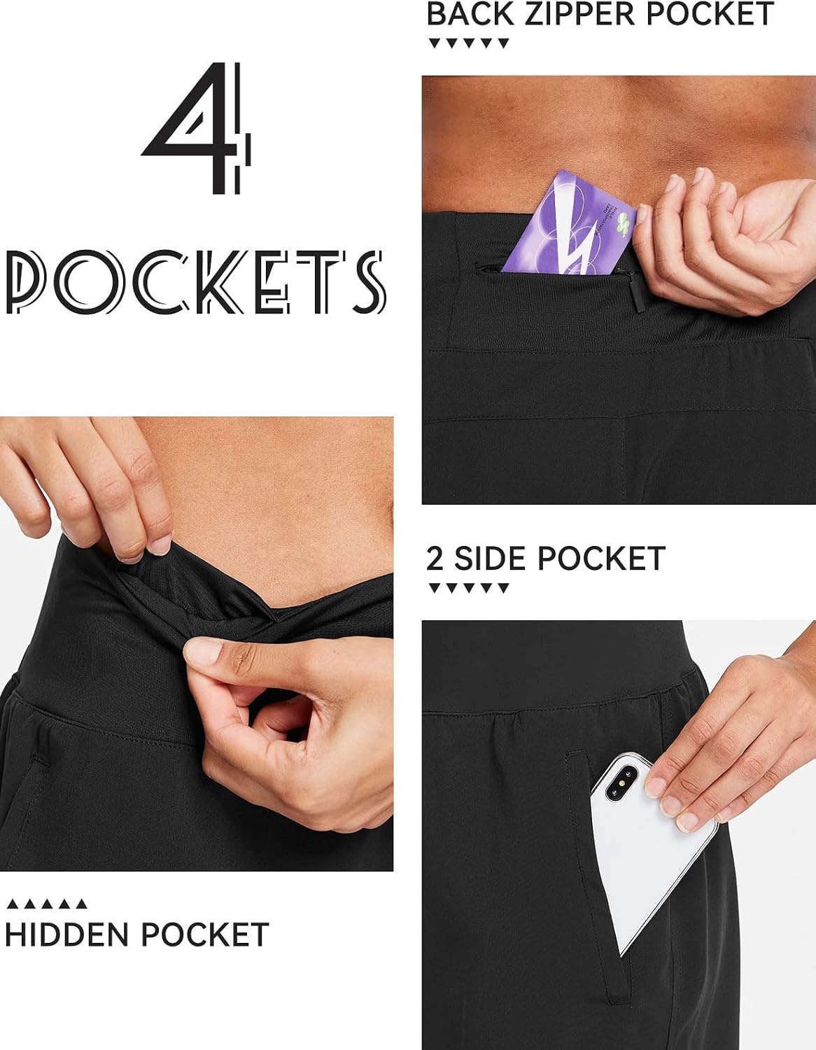 image:imagebaleaf Womens 5 Workout Running Shorts with Liner Quick Dry AthleticBlack