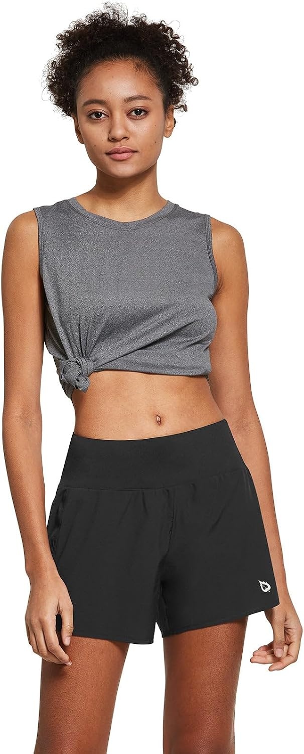 image:imagebaleaf Womens 5 Workout Running Shorts with Liner Quick Dry AthleticBlack