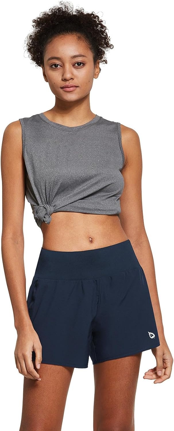 image:imagebaleaf Womens 5 Workout Running Shorts with Liner Quick Dry AthleticNavy
