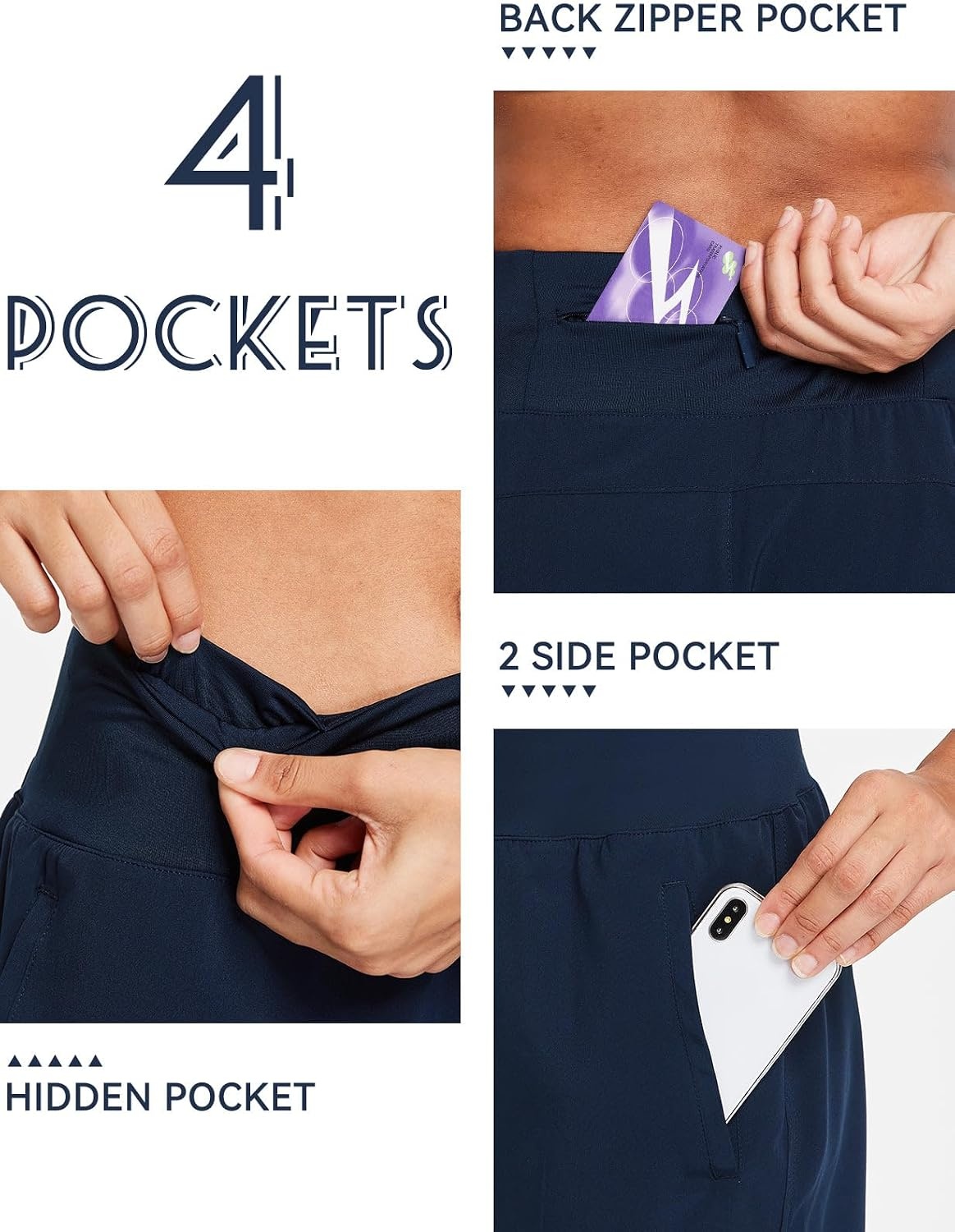image:imagebaleaf Womens 5 Workout Running Shorts with Liner Quick Dry AthleticNavy
