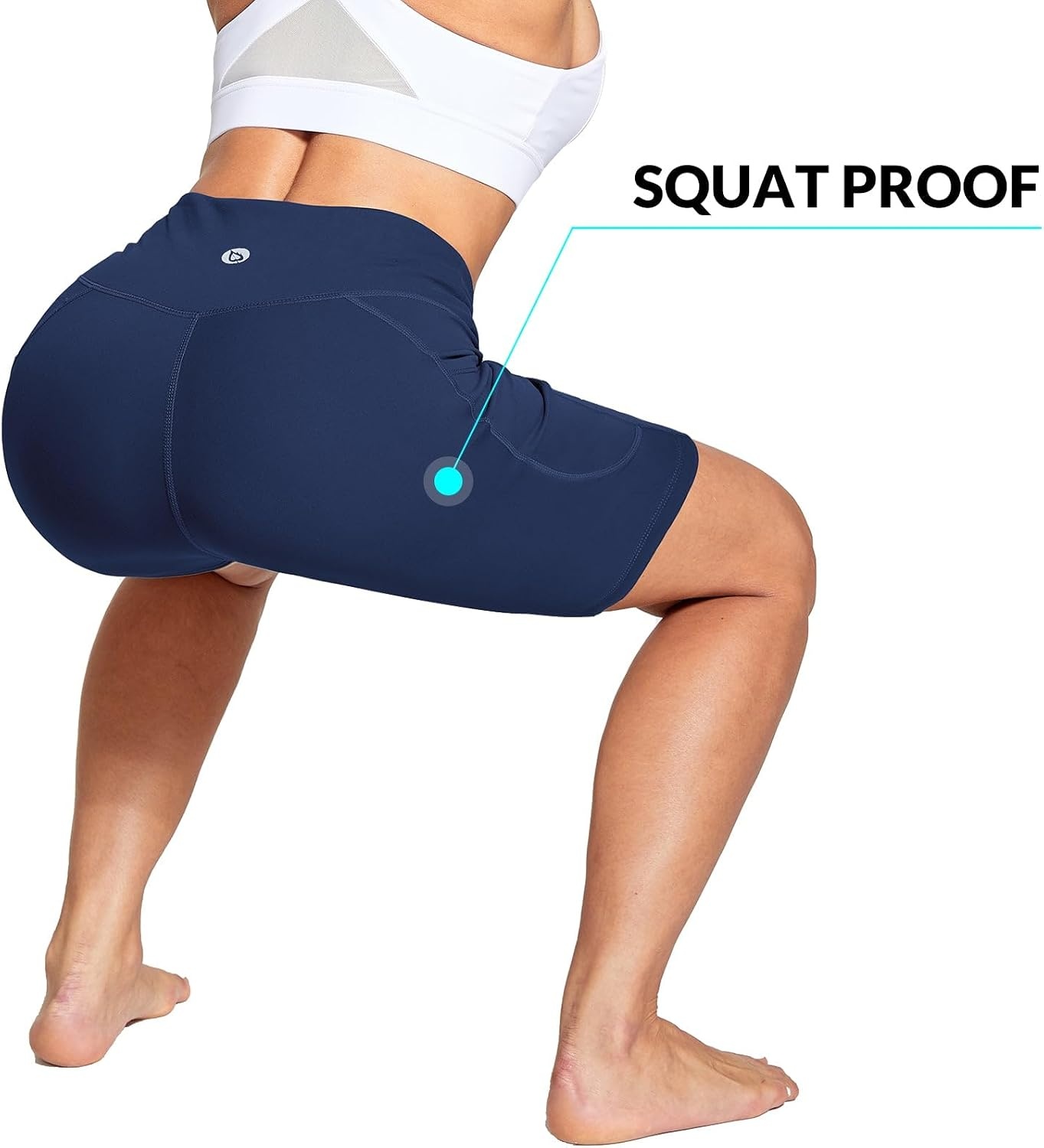 image:imagebaleaf Womens 68 High Waisted Biker Shorts Workout Running with PocketsDark Blue