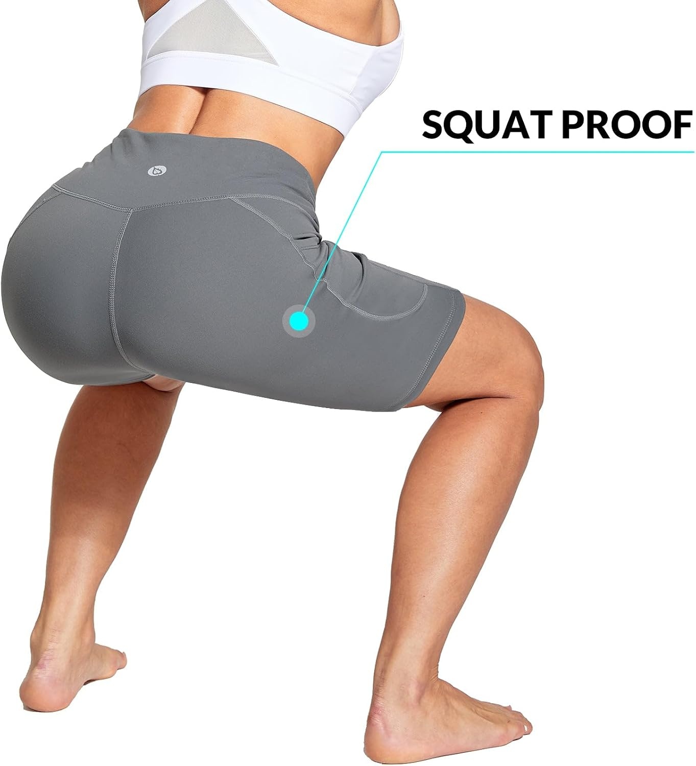 image:imagebaleaf Womens 68 High Waisted Biker Shorts Workout Running with PocketsDark Grey