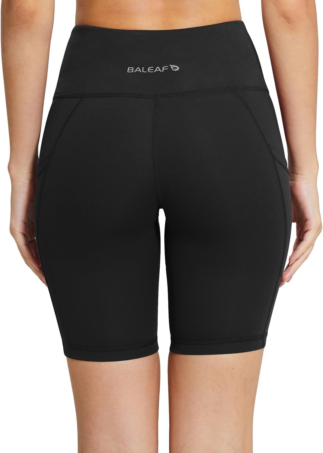 image:imagebaleaf Womens High Waist Biker Shorts with 3 PocketsBlackblack