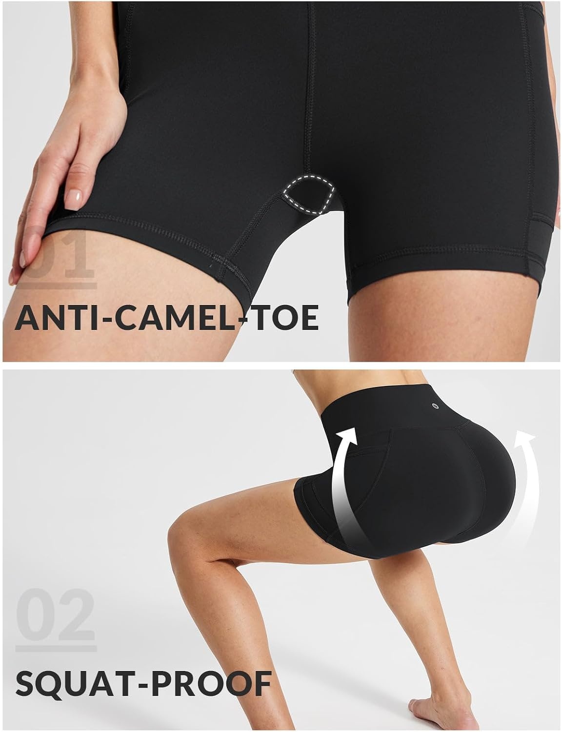 image:imagebaleaf Womens High Waist Biker Shorts with 3 PocketsBlackstretchierlycra