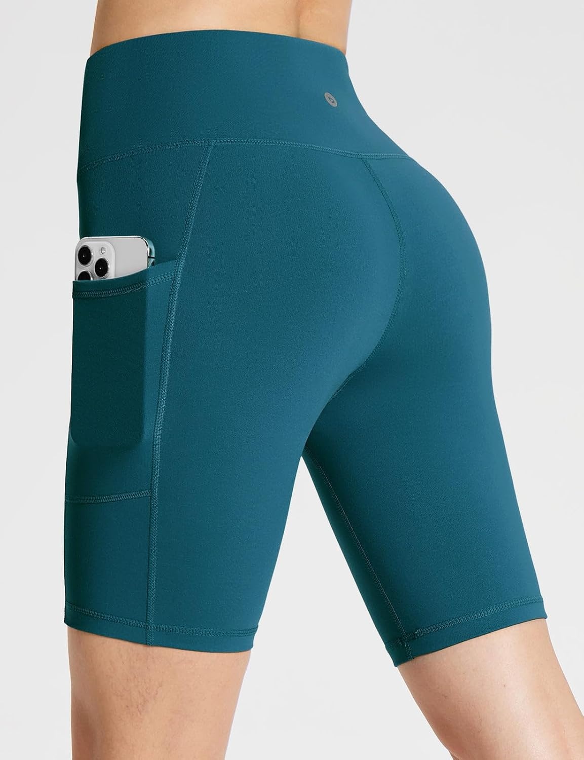 image:imagebaleaf Womens High Waist Biker Shorts with 3 PocketsBlueclassic