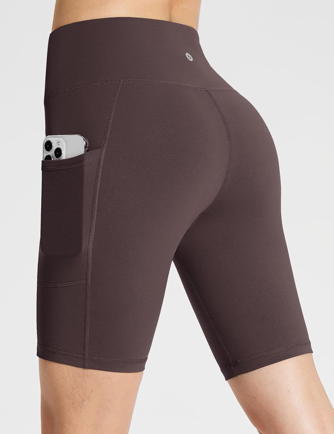 image:imagebaleaf Womens High Waist Biker Shorts with 3 PocketsBrownclassic