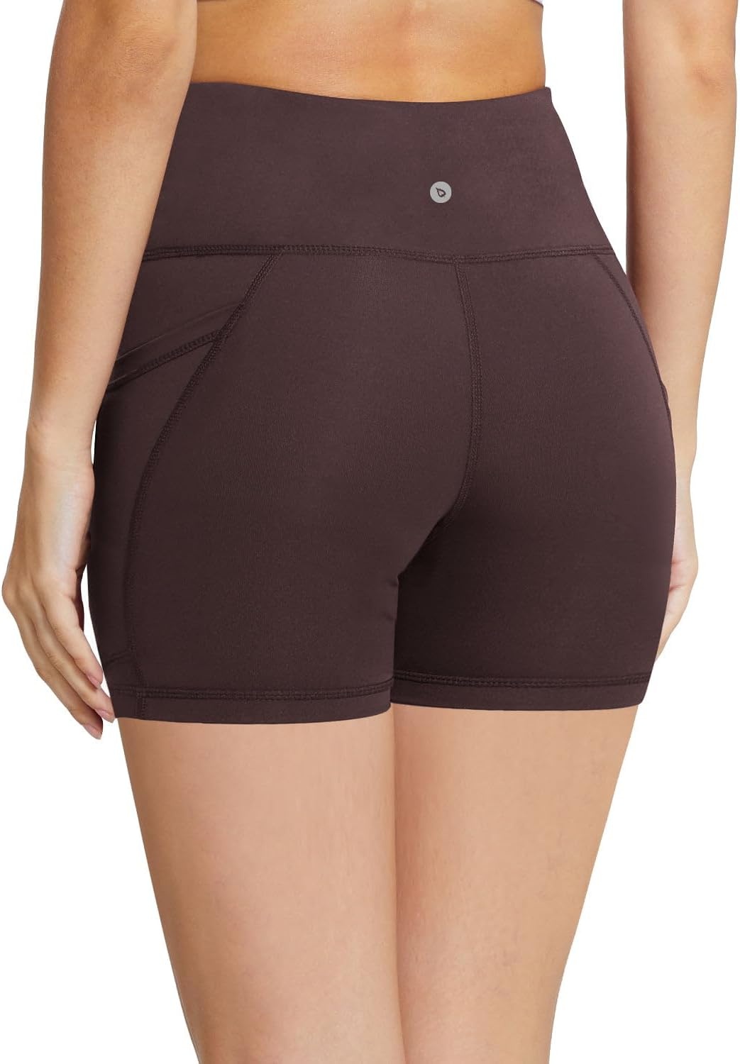 image:imagebaleaf Womens High Waist Biker Shorts with 3 PocketsBrownclassic