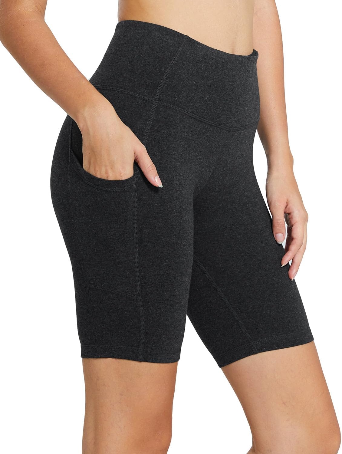 image:imagebaleaf Womens High Waist Biker Shorts with 3 PocketsCharcoalclassic