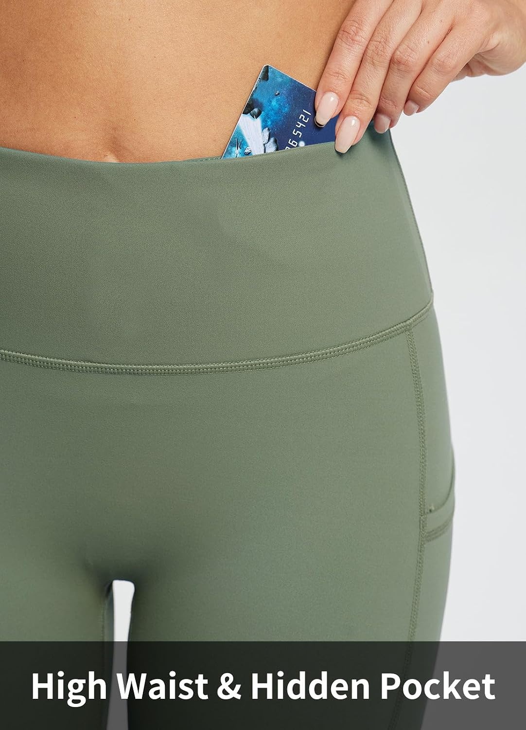 image:imagebaleaf Womens High Waist Biker Shorts with 3 PocketsGreensofter