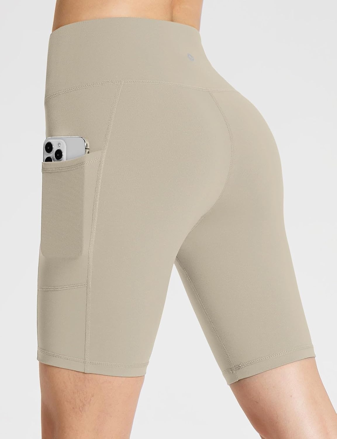 image:imagebaleaf Womens High Waist Biker Shorts with 3 PocketsKhakiclassic