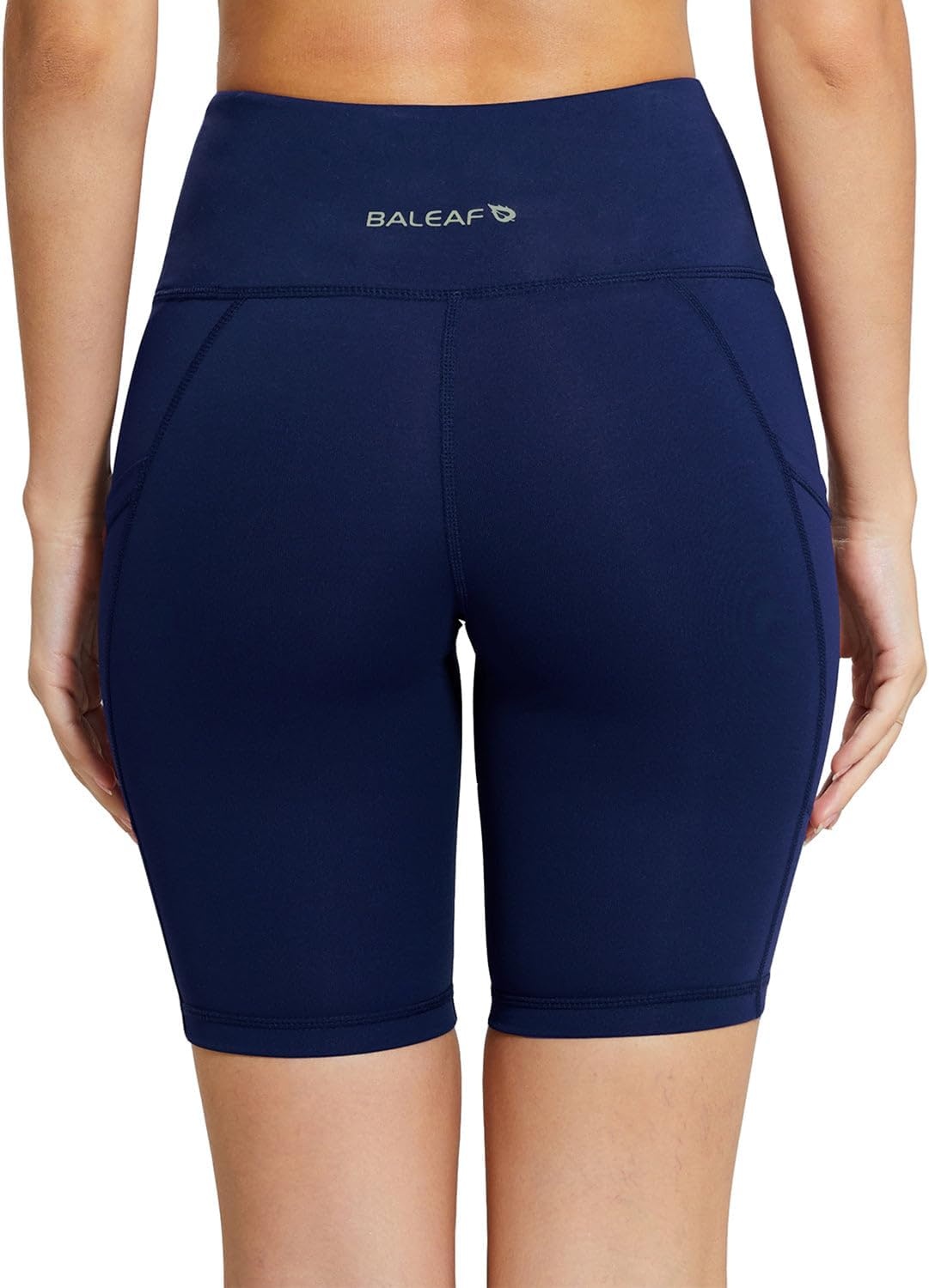 image:imagebaleaf Womens High Waist Biker Shorts with 3 PocketsNavy Blueclassic