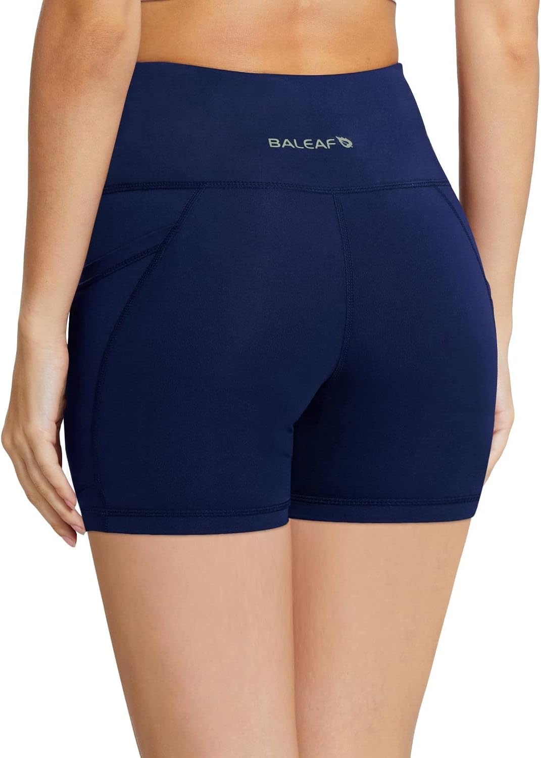 image:imagebaleaf Womens High Waist Biker Shorts with 3 PocketsNavy Blueclassic