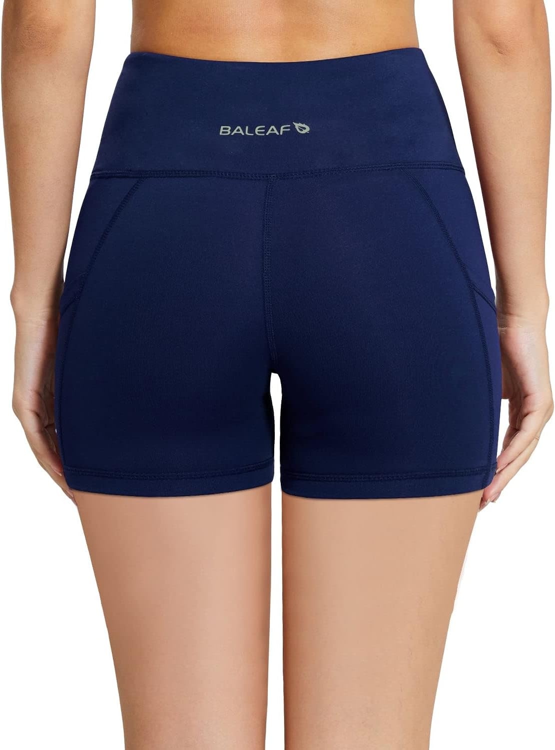 image:imagebaleaf Womens High Waist Biker Shorts with 3 PocketsNavy Blueclassic