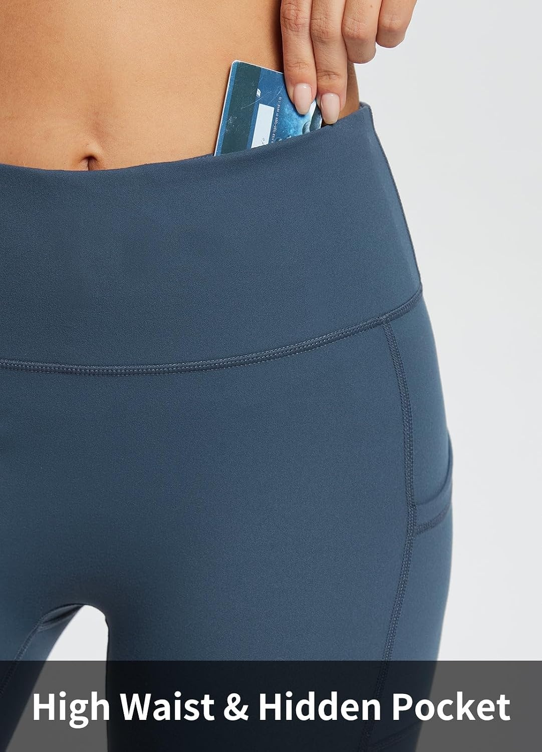 image:imagebaleaf Womens High Waist Biker Shorts with 3 PocketsNavy Bluesofter