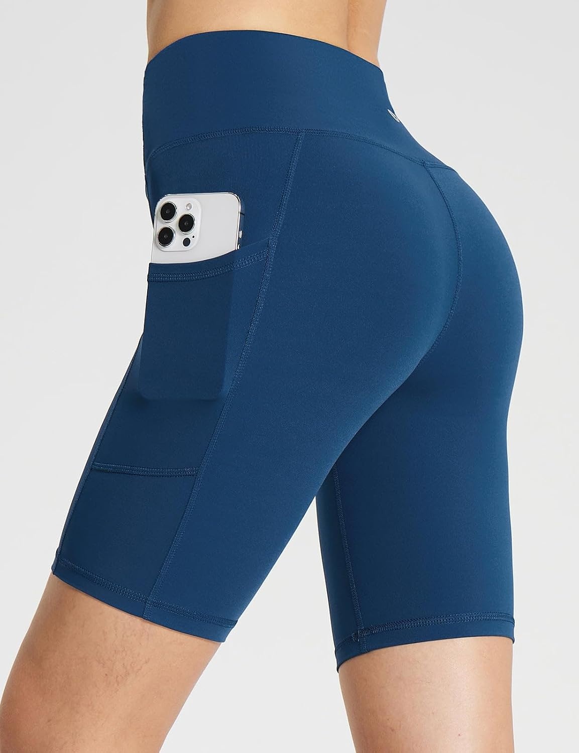image:imagebaleaf Womens High Waist Biker Shorts with 3 PocketsNavy Bluestretchierlycra