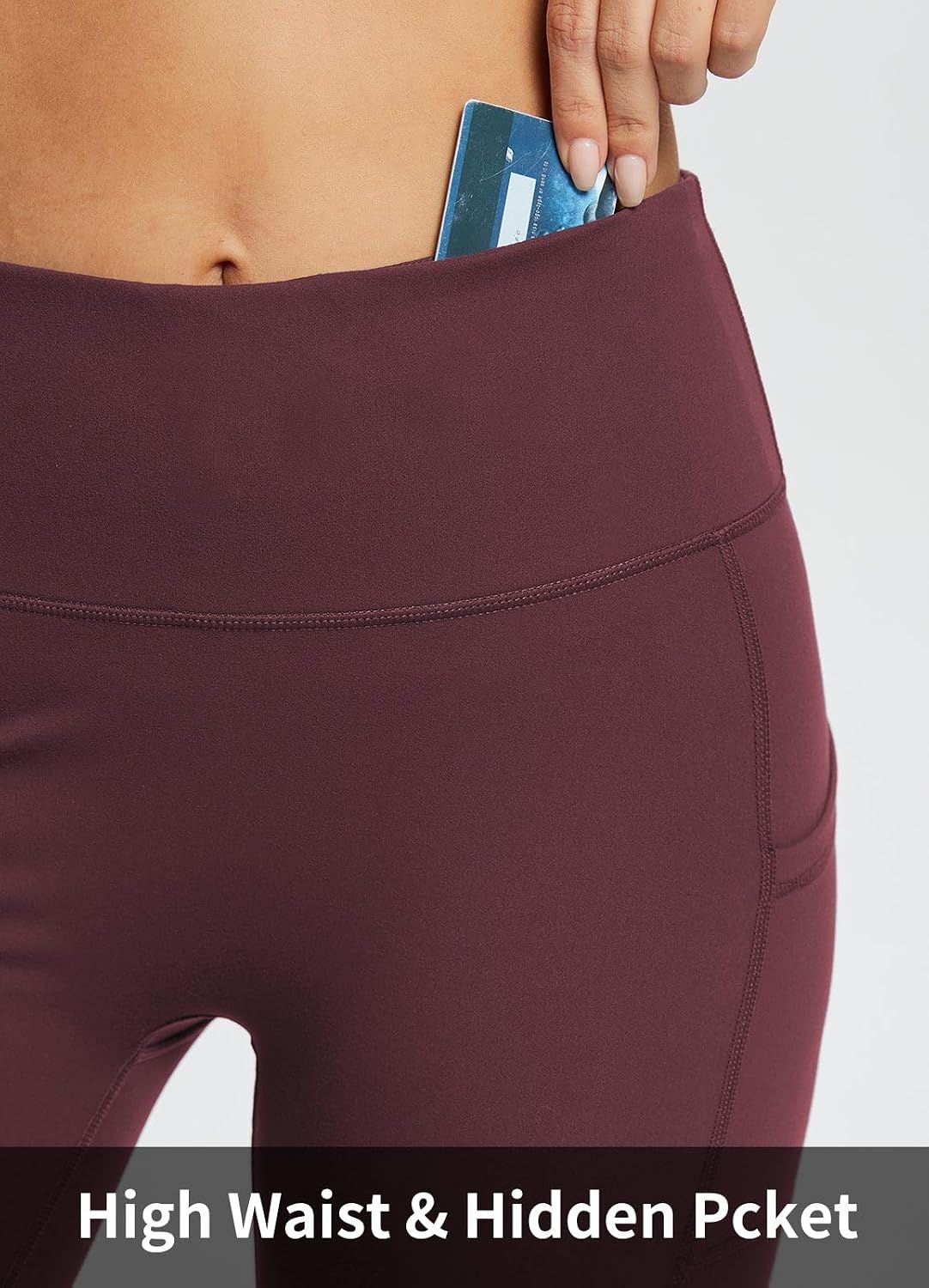 image:imagebaleaf Womens High Waist Biker Shorts with 3 PocketsWine Redsofter