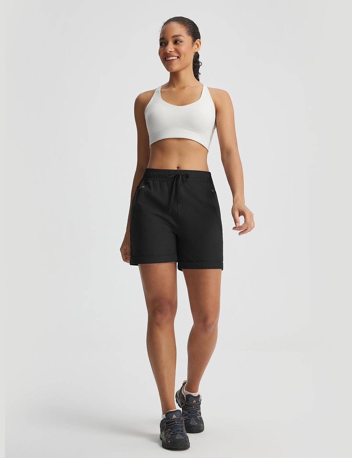 image:imagebaleaf Womens Hiking Shorts 5 with Zipper PocketsBlack