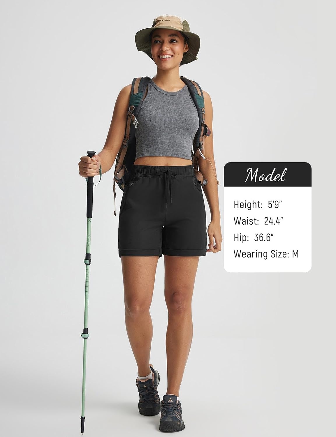 image:imagebaleaf Womens Hiking Shorts 5 with Zipper PocketsBlack