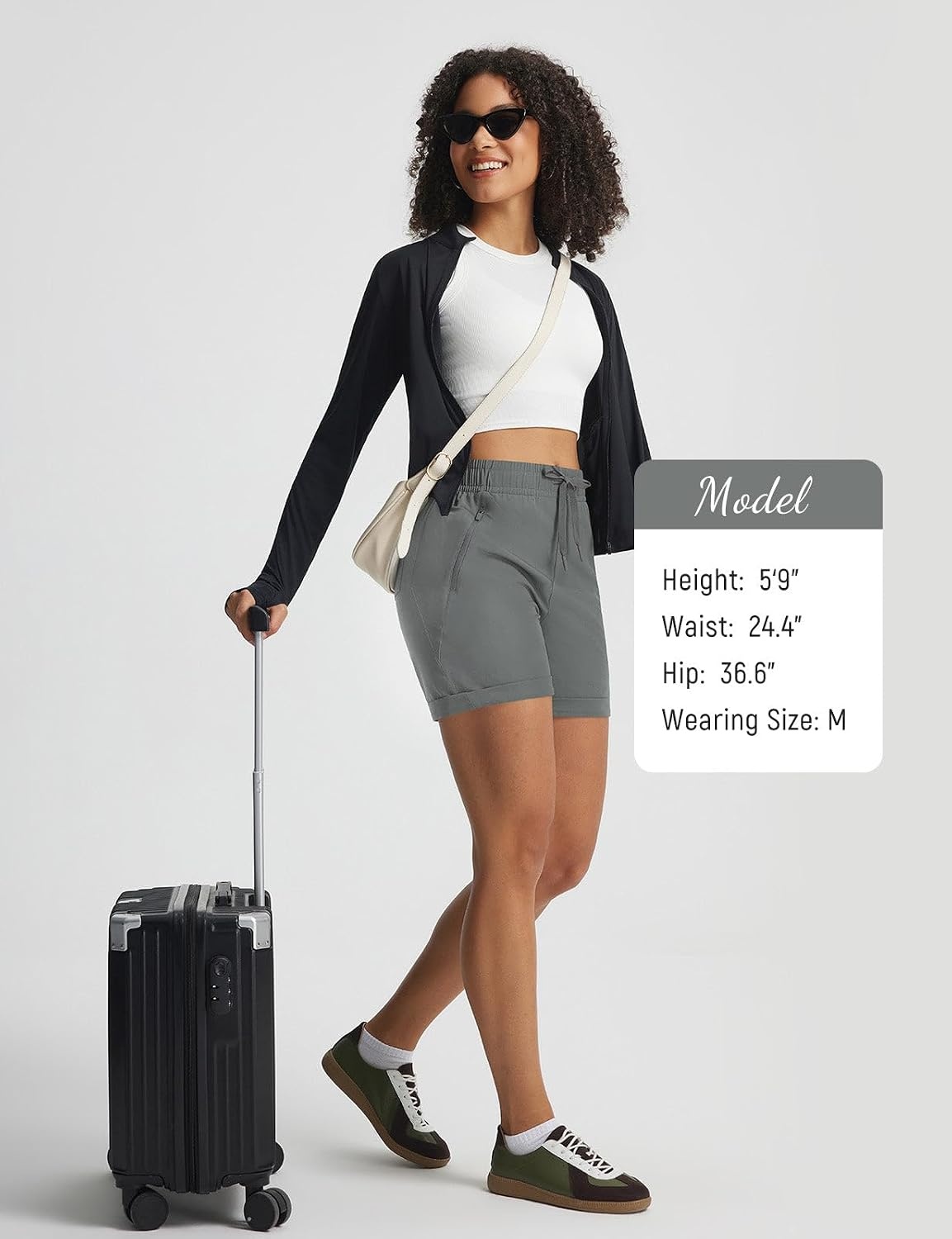 image:imagebaleaf Womens Hiking Shorts 5 with Zipper PocketsDark Grey